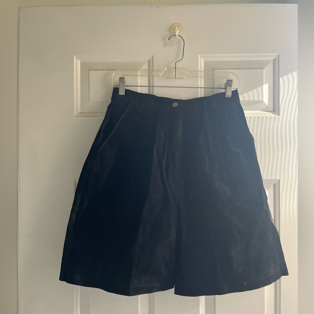 Black Real Leather Shorts